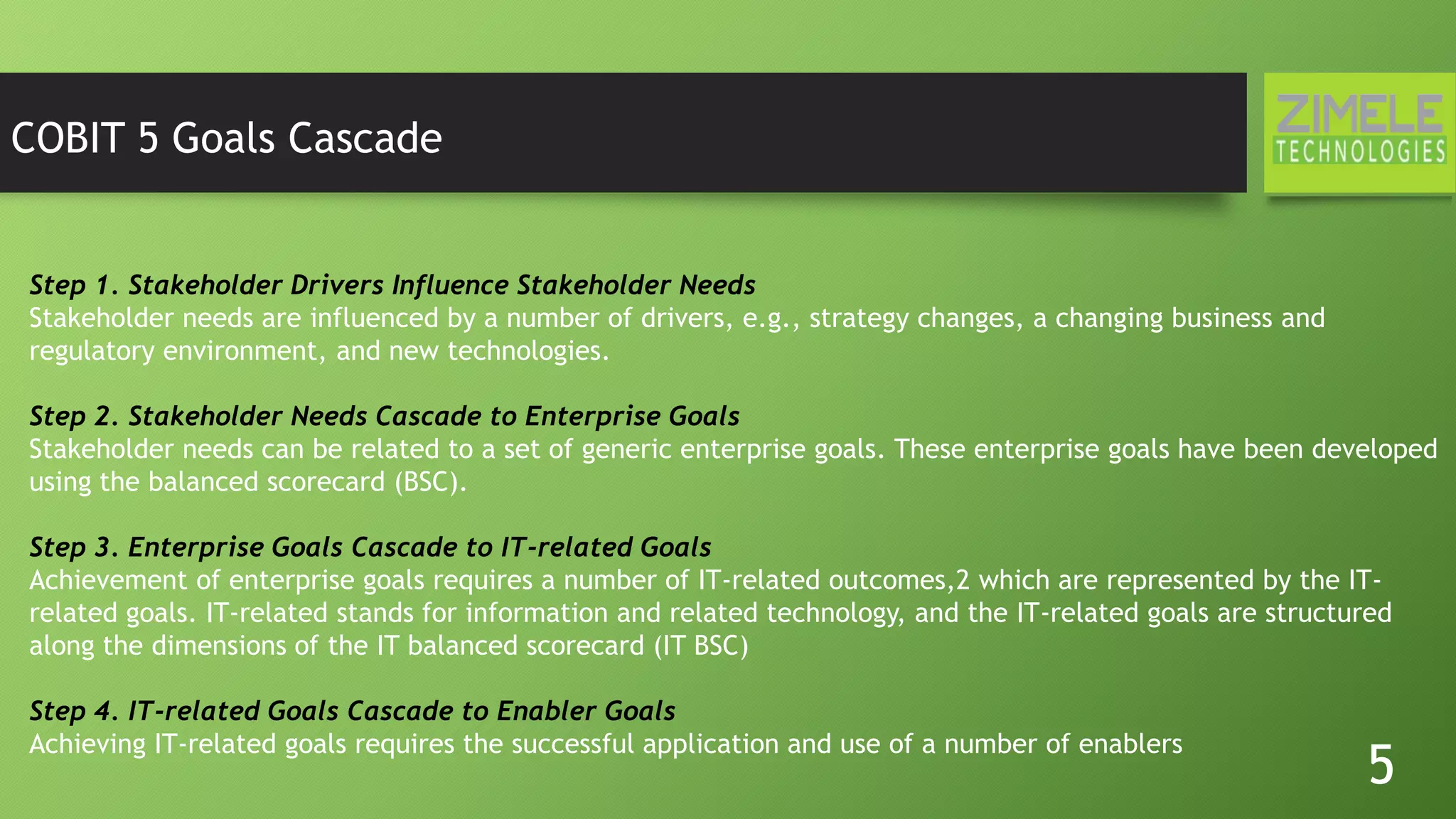 CoBIT 5 (A brief Description) | PPTX