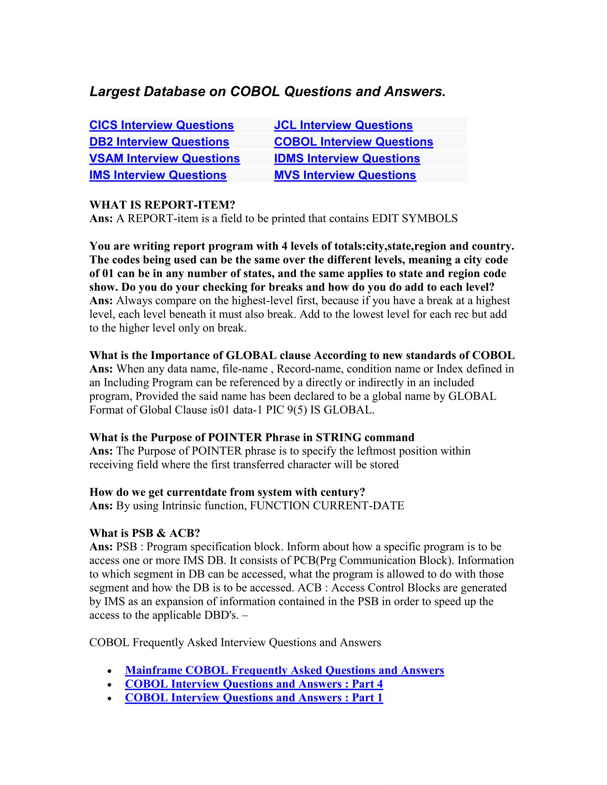 Cobol questions and answers | PDF