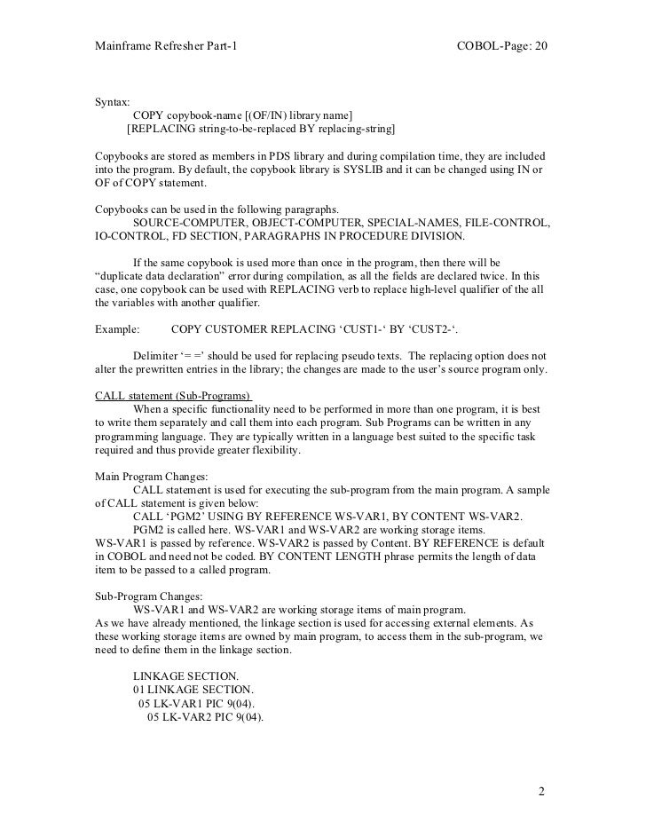 Cobol Nested Program Example