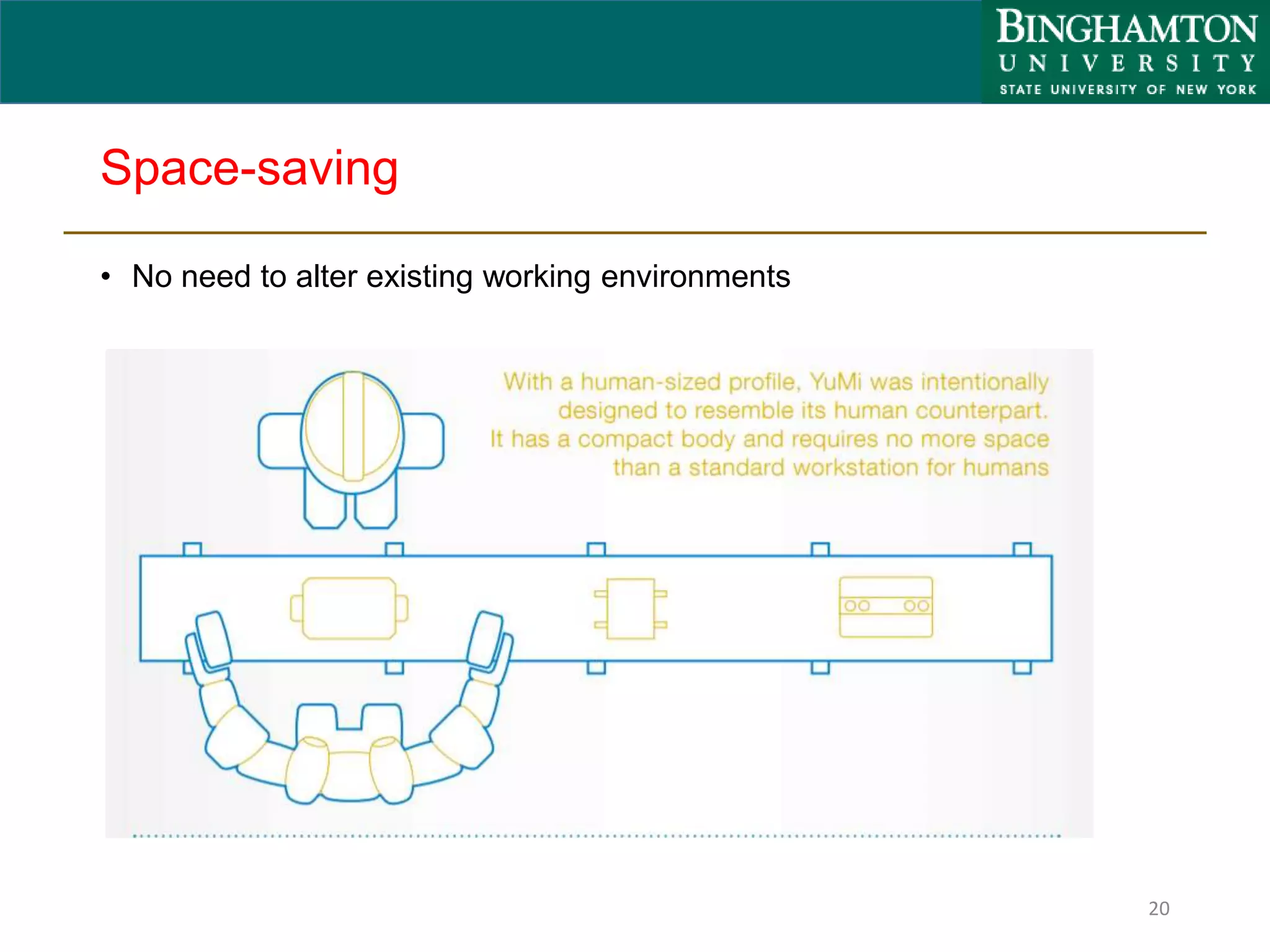 Space-saving
• No need to alter existing working environments
20
 