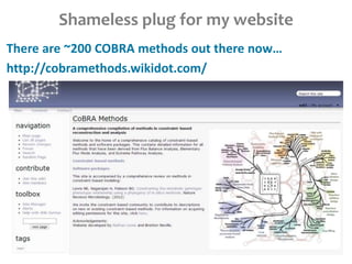 Shameless plug for my website
There are ~200 COBRA methods out there now…
http://cobramethods.wikidot.com/
 