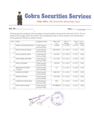 Cobra sec posting orders