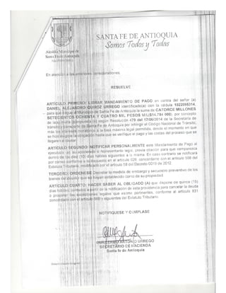 Cobro coactivo - daniel alejandro quiroz urrego