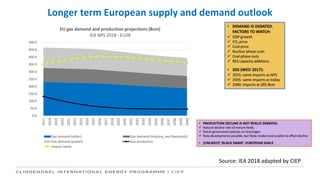 Source: IEA 2018 adapted by CIEP
Longer term European supply and demand outlook
 