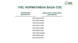 4
FSC-STD-40-004
FSC-STD-40-004a
FSC-DIR-40-004
FSC-POL-01-004
НОРМАТИВНІ
ДОКУМЕНТИ
ДОДАТКОВІ НОРМАТИВНІ
ДОКУМЕНТИ
FSC-STD...
