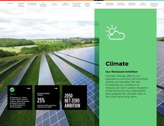 35
The Coca–Cola Company 2020 Business  ESG Report 35
The Coca–Cola Company 2020 Business  ESG Report
2050
NET ZERO
AMBITION
Climate
Our Renewed Ambition
Climate change affects our
operations and the communities
where we operate. We are
increasing our ambition to
reduce our own carbon footprint
while ensuring we understand
and prepare for climate risks in
the short and long term.
25%
absolute GHG emissions
reduction by 2030
Achieved our “drink
in your hand” goal to
reduce relative carbon
emissions by 25%
by 2020 against a
2010 baseline
GOAL
ACHIEVED
Our
Company
Chairman
 CEO
Message
Our
Priorities 
Progress
Our Response
to COVID-19
Contents Our Portfolio/
Reducing
Added Sugar
Water
Leadership
World
Without
Waste
Sustainable
Agriculture
People 
Communities
Operations
Highlights
Data
Appendix
Reporting
Frameworks
 SDGs
Climate
SCIENCE-BASED
TARGET
 