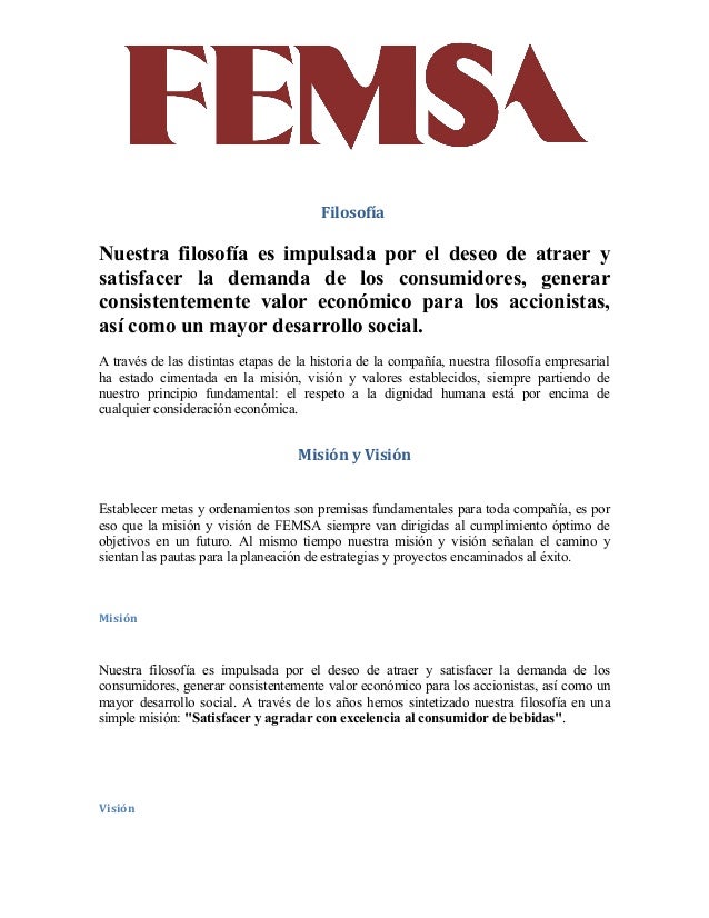 Coca Cola Vision Mision Y Valores Coca cola femsa