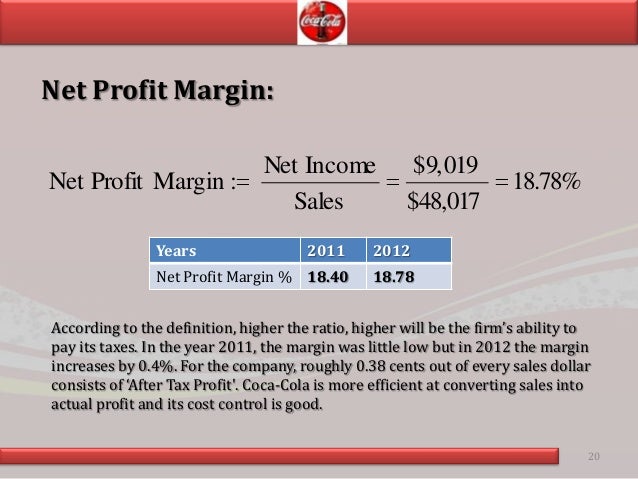ratio analysis of coca cola dividend received in cash flow
