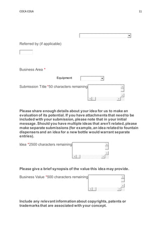 Cola Form Example Coca cola | DOCX