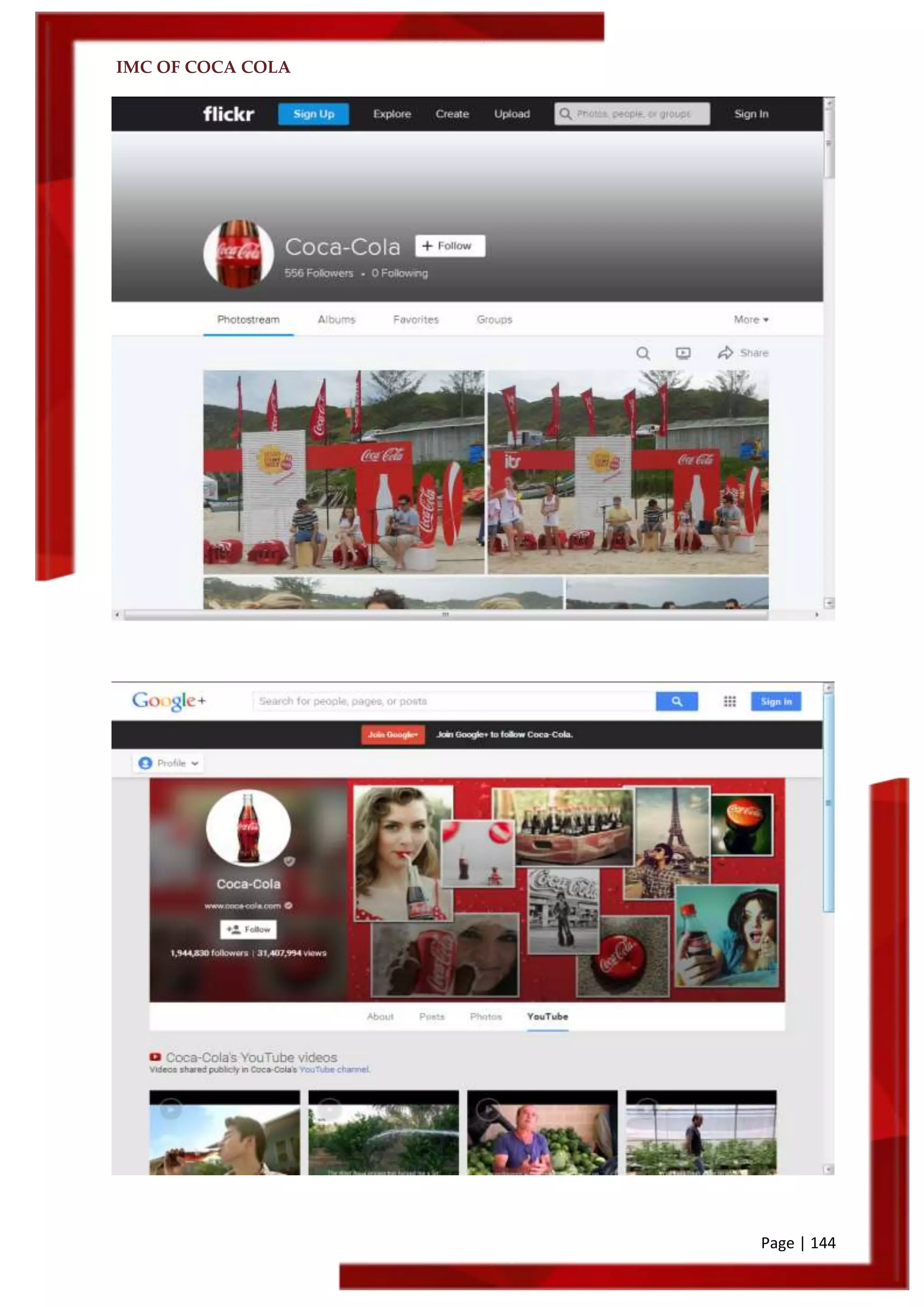 IMC OF COCA COLA
Page | 144
 