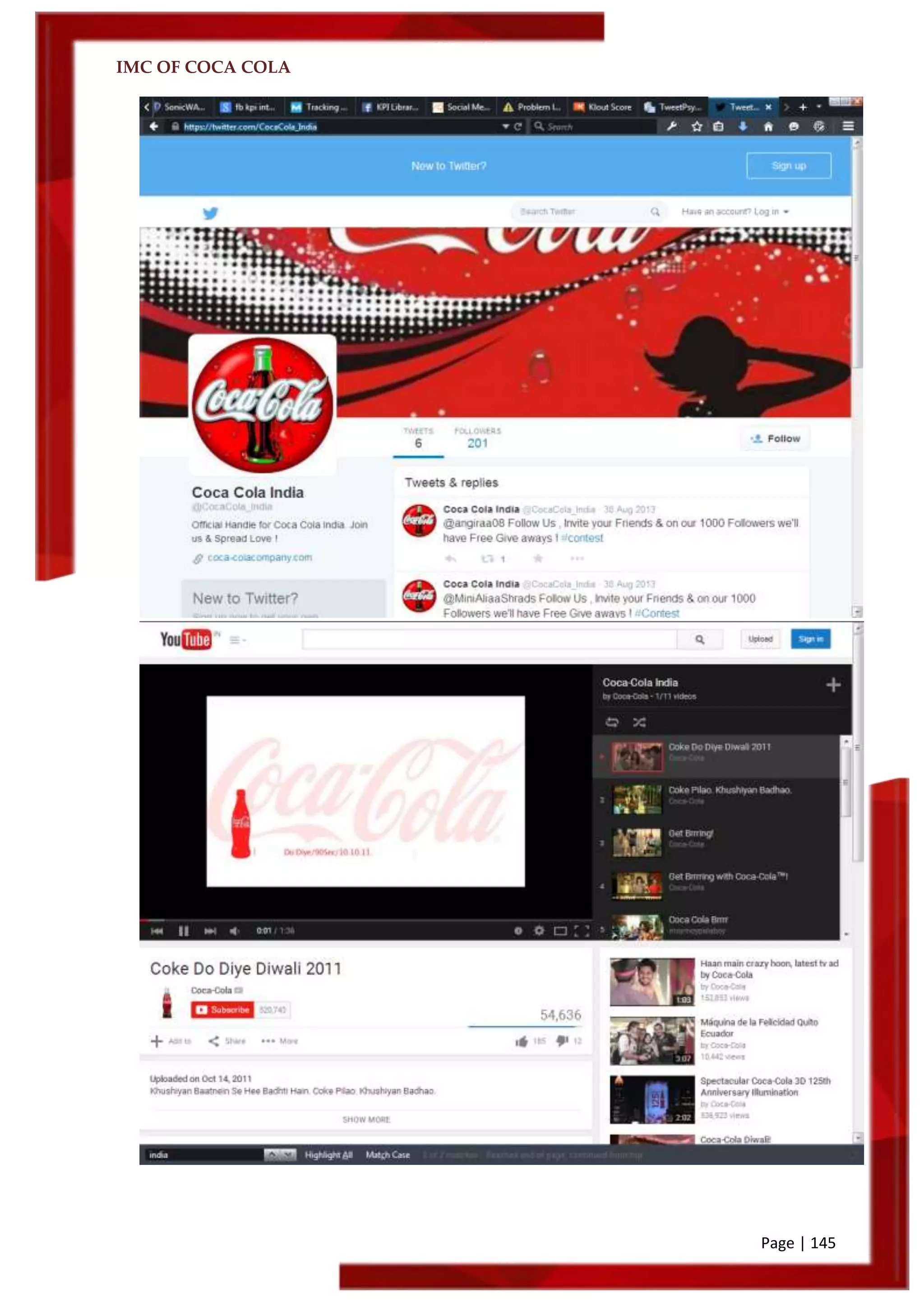 IMC OF COCA COLA
Page | 145
 