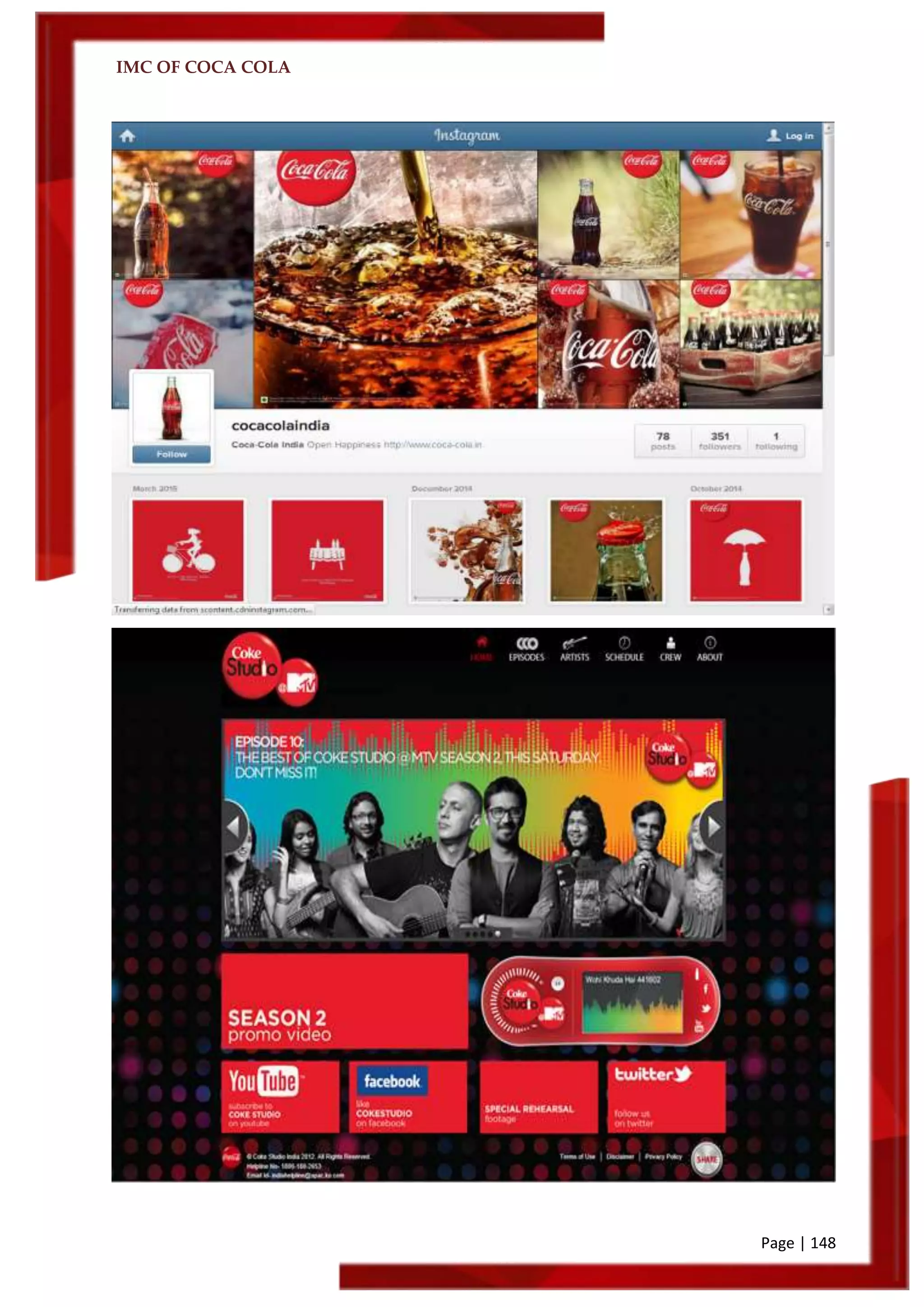 IMC OF COCA COLA
Page | 148
 