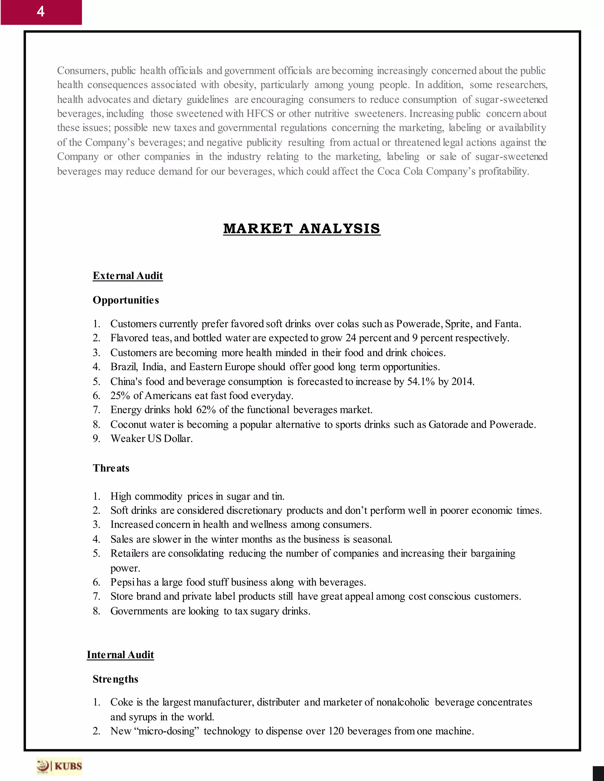 Coca Cola Business Plan Docx