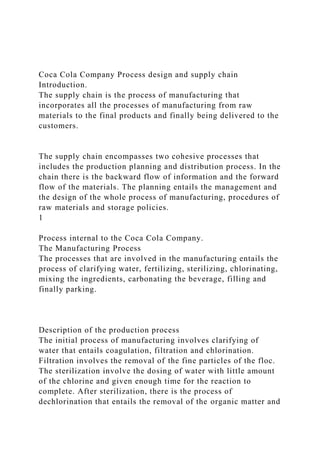 Coca Cola Company Process design and supply chainIntroduction..docx
