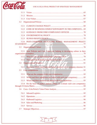 Coca Cola Company Strategic Management Project ( A Comprehensive ...
