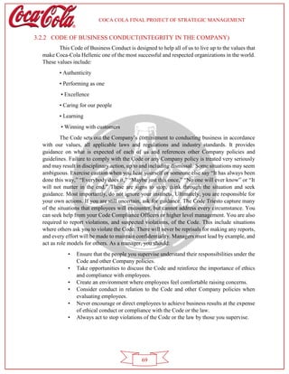 Coca Cola Company Strategic Management Project ( A Comprehensive ...