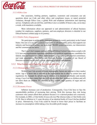 Coca Cola Company Strategic Management Project ( A Comprehensive ...
