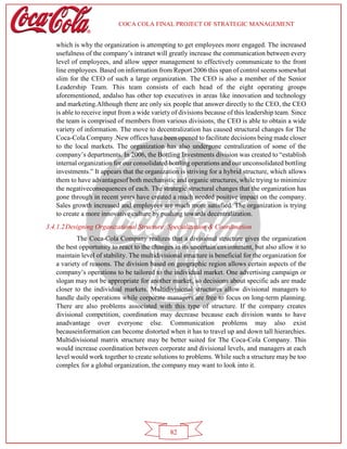 Coca Cola Company Strategic Management Project ( A Comprehensive ...