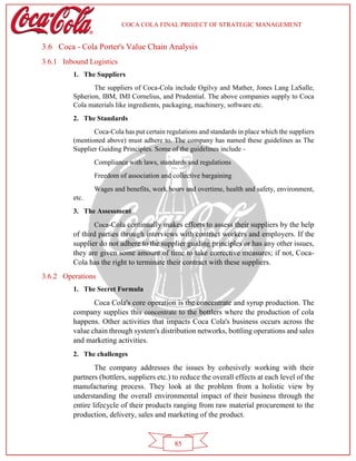 Coca Cola Company Strategic Management Project ( A Comprehensive ...