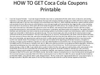 Coca Cola Coupons Printable - Coca Cola Coupons Printable