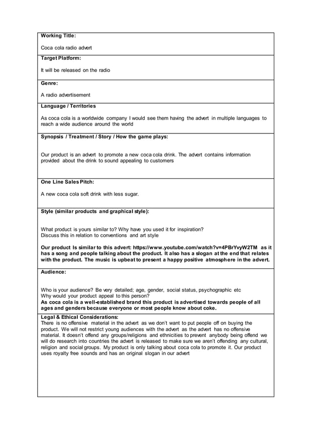 Coca cola formal proposal | PDF