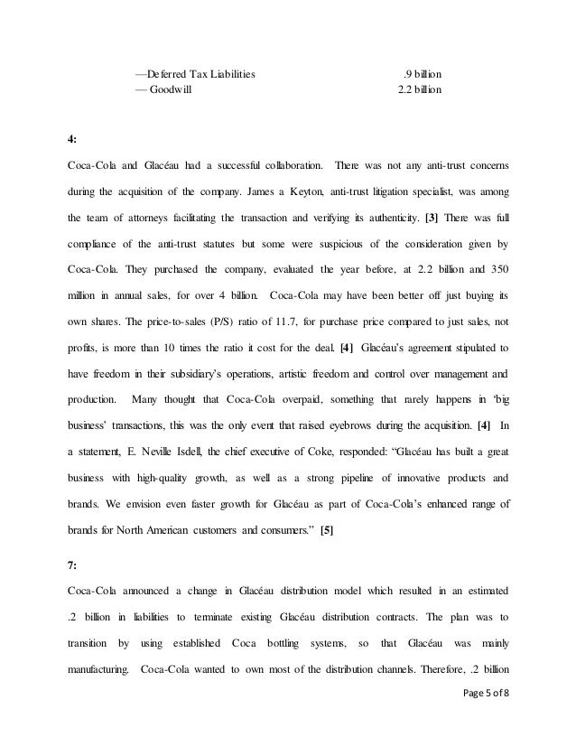 Coca Cola S Acquisition Of Glaceau