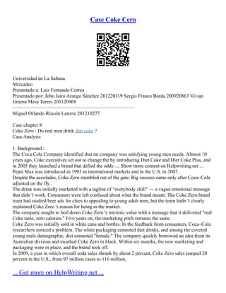 Coca Cola Income Statement | PDF