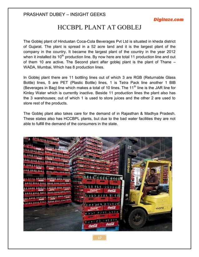 CocaCola Summer Internship Report