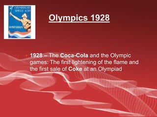 Earnest Woodruff1919 - A group of investors headed by Earnest Woodruff & W.C. Bradley purchased The Coca-Cola Company for 25 million dollars.500,000 shares of its common stock were sold publicly for $40 per share.1923 – Robert Win sip Woodruff, Earnest Woodruff’s son, was elected the president of the company.His management established quality standards for every phase of the bottling operation.By the end of 1928, Coca-Cola sales in bottles had for the first time exceeded fountain sales.