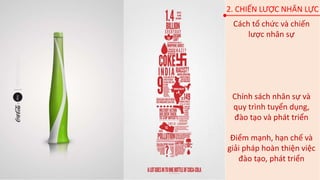 2. CHIẾN LƯỢC NHÂN LỰC
Chính sách nhân sự và
quy trình tuyển dụng,
đào tạo và phát triển
Cách tổ chức và chiến
lược nhân sự
Điểm mạnh, hạn chế và
giải pháp hoàn thiện việc
đào tạo, phát triển
 