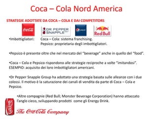 Coca – Cola Nord America
STRATEGIE ADOTTATE DA COCA – COLA E DAI COMPETITORS



 •Imbottigliatori:   Coca – Cola: sistema ...