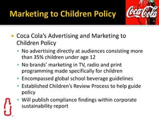 Coca cola’s responsible marketing policy | PPTX