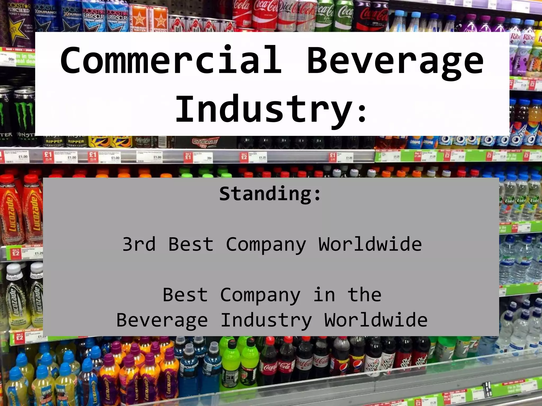 Commercial Beverage
Industry:
Standing:
3rd Best Company Worldwide
Best Company in the
Beverage Industry Worldwide
 