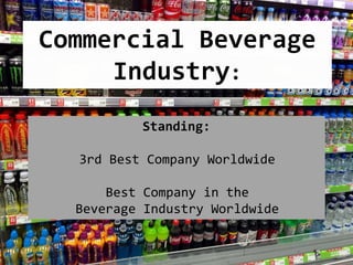 Commercial Beverage
Industry:
Standing:
3rd Best Company Worldwide
Best Company in the
Beverage Industry Worldwide
 