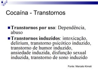 Cocaína - Transtornos
Fonte: Marcelo Kimati
 