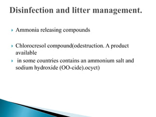  Ammonia releasing compounds
 Chlorocresol compound(odestruction. A product
available
 in some countries contains an ammonium salt and
sodium hydroxide (OO-cide).ocyct)
 