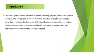Concept of Health, Wellness and Disease in Ayurveda | PPTX