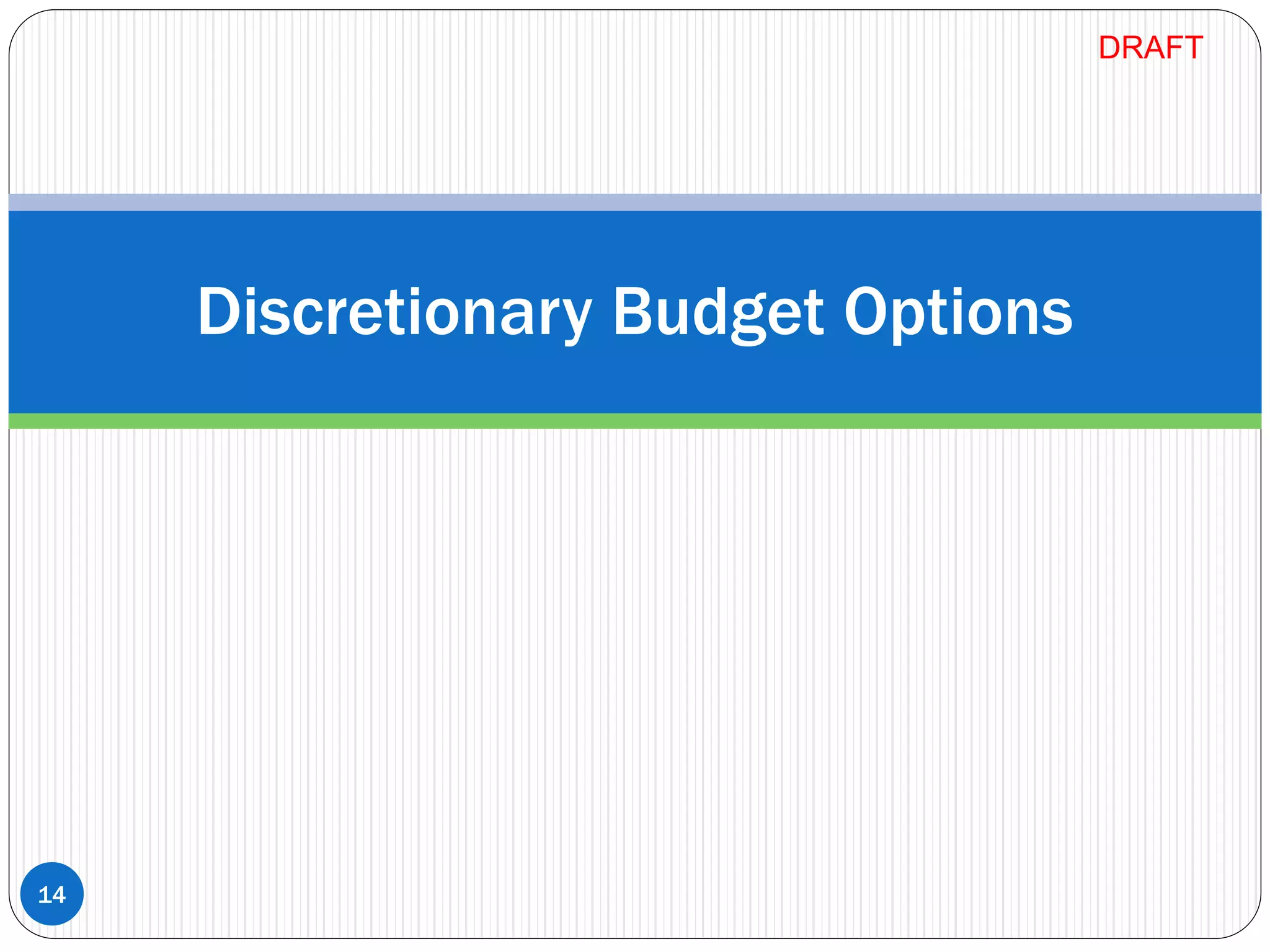 Discretionary Budget Options
14
DRAFT
 