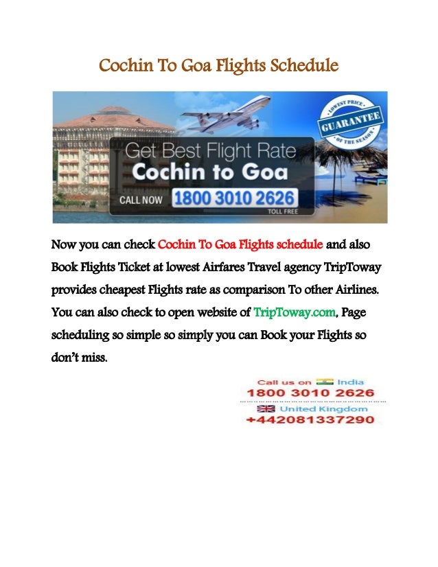 Cochin to goa flights schedule