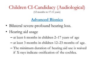Cochlea implant candidacy