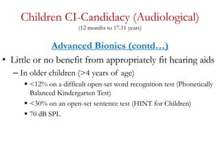 Cochlea implant candidacy