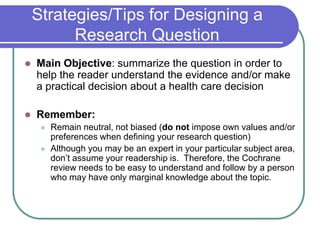 Cochrane Workshop Picos