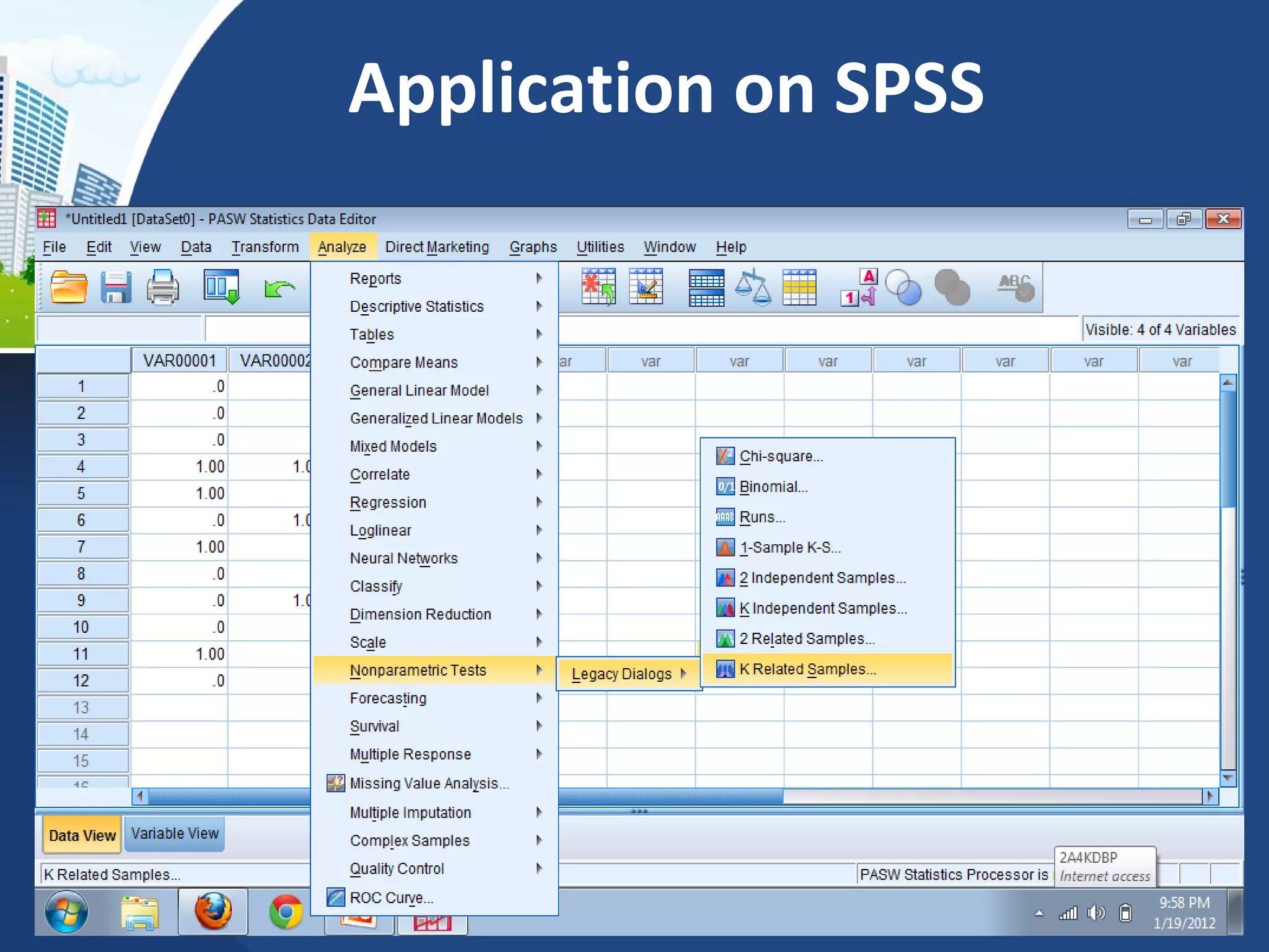 Application on SPSS
 