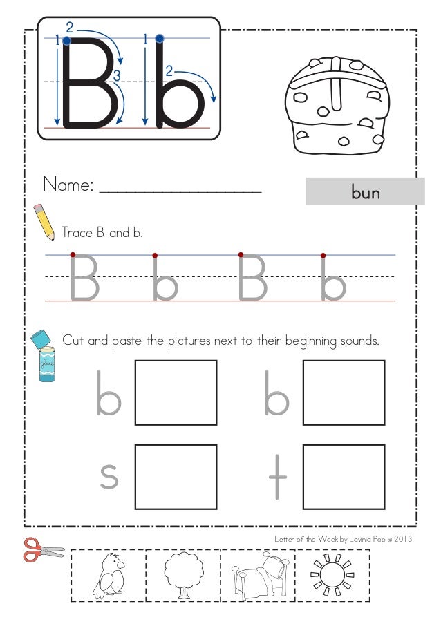 worksheets kindergarten printables phonics free Cut Letter Kindergarten And Letter Worksheets Paste. For B