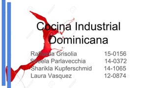 Cocina Industrial
Dominicana
Raffaella Grisolia 15-0156
Sheela Parlavecchia 14-0372
Sharikla Kupferschmid 14-1065
Laura Vasquez 12-0874
 