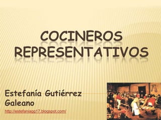 COCINEROS
     REPRESENTATIVOS

Estefanía Gutiérrez
Galeano
http://estefaniagg17.blogspot.com/
 