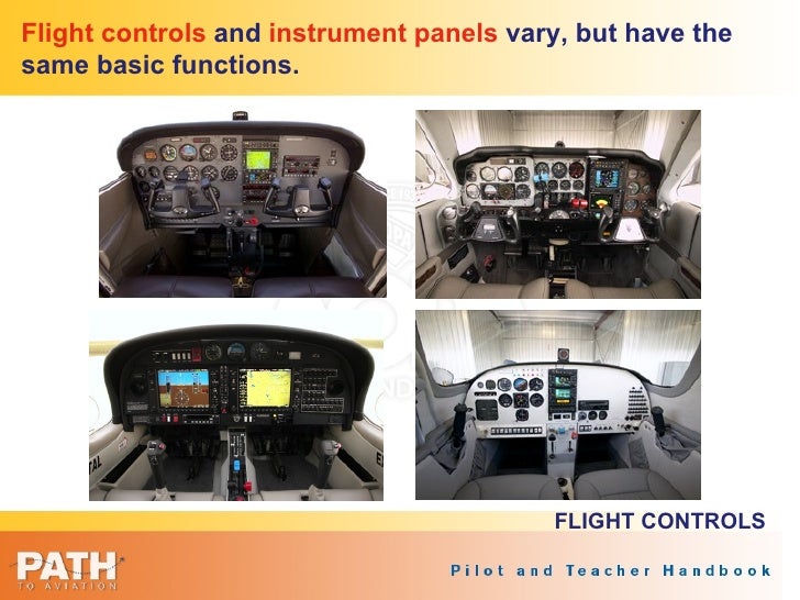 What are some of the controls in a plane cockpit?