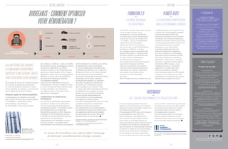 Retrouvez un dossier
consacré à la retraite
www.gestionprivee.banquepopulaire.fr
Synthèses #108-
Banque Populaire
Gestion Privée
Pour en savoir + retrouvez la Banque Populaire
sur banquepopulaire.fr et sur les réseaux sociaux
— ÉVÉNEMENT —
COUPE DU MONDE :
JOUEZ GRÂCE À VOTRE CARTE
VISA BANQUE POPULAIRE !
La Coupe du monde de football
au Brésil, c’est en ce moment !
Vous êtes porteur d’une carte Visa
Banque Populaire ?
Participez au jeu concours
« Instants gagnants » organisé
par Visa en partenariat avec la
Banque Populaire. C’est simple :
il suffit de se connecter au site
http://jeubresil.banquepopulaire.fr.
Vous savez immédiatement
si vous avez gagné. Chaque jour
jusqu’au 13 juillet, un lot est mis en
jeu. À gagner : des articles high
tech et des articles de sport.
-
Le statut de travailleur non salarié offre l’avantage
de diminuer sensiblement les charges sociales.
À LA DIFFÉRENCE DES SALARIÉS,
LES DIRIGEANTS D’ENTREPRISE
DISPOSENT D’UNE CERTAINE LIBERTÉ
POUR STRUCTURER LEURS REVENUS.
Pour doser au mieux les diverses formes
de revenus auxquels peut prétendre
un chef d’entreprise, plusieurs critères
sont à prendre en compte ; à commencer
par le statut social dont il relève.
Plusieurs types de revenus possibles
L’entrepreneur qui détient sa société
peut choisir la forme de sa rémunération
« immédiate » : versement d’une
rémunération, de primes ou
de dividendes. Il peut aussi ajouter
des revenus « indirects », tels qu’intérêts
de compte courant, avantages en nature
(voiture ou logement), ou même
revenus fonciers s’il est propriétaire de
ses locaux d’exploitation. Enfin, il peut
également opter pour une rémunération
différée s’il est en droit de bénéficier
de dispositifs d’épargne salariale
ou d’épargne retraite1
.
L’accès à ces différentes formes de
rémunération n’est pas totalement libre :
le choix est plus ou moins étendu selon
le statut juridique de l’entreprise,
son régime fiscal, et le statut social
retenu par le dirigeant.
L’importance du statut social
du dirigeant
Le chef d’une entreprise individuelle
soumise à l’impôt sur le revenu (IR)
n’a qu’un seul type de rémunération
immédiate possible : le bénéfice réalisé
par l’entreprise ou la quote-part
de bénéfice auquel il a droit. Seuls les
dirigeants d’une entreprise soumise
à l’impôt sur les sociétés (IS) peuvent
percevoir une rémunération
indépendante des bénéfices sociaux –
et ainsi cumuler – ou choisir entre
rémunération de la fonction du dirigeant
et rémunération du capital (sous forme
de dividendes). Dans la pratique,
le choix juridique de la société a des
conséquences directes sur le statut du
dirigeant et donc sur la nature sociale
de ses revenus. Ainsi, le président
d’une SA ou d’une SAS ainsi que le gérant
minoritaire d’une SARL relèvent
du régime des salariés ou assimilés,
alors que les gérants majoritaires
de SARL sont considérés comme
des travailleurs non salariés (TNS).
Le statut TNS offre l’avantage de diminuer
sensiblement les charges sociales,
quitte à ce que le chef d’entreprise
se reconstitue individuellement
la couverture sociale manquante
par rapport au statut salarié.
La mise en perspective de tous les choix
possibles et de leurs implications
explique pourquoi la question
de l’optimisation de la rémunération
du dirigeant ne peut être résolue sans
une approche patrimoniale globale
de l’ensemble de ses flux financiers
professionnels et personnels.
Retrouvez un dossier complet dans le maqazine interactif
Synthèses n° 107 sur banquepopulaire.fr
1. Certains de ces dispositifs doivent être proposés
à l’ensemble des salariés.
DIRIGEANTS:COMMENTOPTIMISER
VOTRERÉMUNÉRATION?
revenus possibles
pour les dirigeants actionnaires
immédiats indirects différés
épargne retraite
épargne salarialerémunération
primes
dividendes
€
€
revenus fonciers
avantages
en nature
intérêts de
compte courant
LES MOOC SÉDUISENT
LES ENTREPRISES
Les MOOC, massive online open courses,
cours en ligne ouverts à tous,
connaissent un succès grandissant
en France. Pour preuve l’engouement
suscité par le cours de management
– en anglais – de Luc de Brabandère
(mathématicien-philosophe),
diffusé par l’École Centrale Paris,
qui, en un mois, a attiré 70000 élèves
en ligne sur le thème : « Ce que
les managers peuvent apprendre des
grands philosophes ». Élargissement
de l’offre, gratuité, simplicité de mise
en place, caution pédagogique
d’établissements prestigieux…
De nombreuses entreprises envisagent
aujourd’hui d’adopter les MOOC
dans leur programme de formation
continue. Cette avancée significative
nécessitera de mesurer l’implication
des salariés et le bénéfice qu’ils
pourront tirer de ce potentiel
de savoir.
Sources : Les Échos, 22 avril 2014–La Tribune, 19 mai 2014.
LES ENTREPRISES INVESTISSENT
DANS LES ÉCONOMIES D’ÉNERGIE
La réglementation sur les rejets de CO2
et l’essor de la responsabilité sociétale
et environnementale (RSE) des
entreprises demandent à ces dernières
d’améliorer leur efficacité énergétique,
au-delà de la simple réduction des coûts.
L’industrie agroalimentaire, la pharmacie
mais aussi les banques, la grande
distribution ou les data centers
investissent désormais dans des
dispositifs d’efficacité énergétique.
À la clé, la création d’un écosystème
regroupant bureaux d’études, sociétés
de conseil, installateurs, exploitants,
distributeurs, fabricants de matériels,
financiers, organismes publics, géants
du Big Data (IBM, Google...) et de
nombreuses start-up. L’entrée en
application, le 5 juillet 2014, de la
directive européenne obligeant
toute entreprise de plus de 250 salariés
à mener tous les quatre ans un audit
énergétique sur l’ensemble de ses sites,
devrait encore booster ce marché.
Fin mai, le réseau Banque Populaire a
obtenu le renouvellement de l’enveloppe
attribuée chaque année depuis quatre ans
par la Banque européenne
d’investissement (BEI) pour accompagner
le développement des PME-PMI
dans l’Hexagone. L’enveloppe 2014,
d’un montant de 300 millions d’euros,
porte à près d’un milliard d’euros les
ressources allouées depuis 2010 et prouve
la confiance de l’institution européenne
dans la capacité du réseau Banque Populaire
à soutenir la vitalité du tissu économique
français. Ces fonds seront redistribués
par les Banques Populaires régionales
sur tout le territoire, sous forme de prêts
à taux bonifiés. Une bonne nouvelle pour
les entreprises de moins de 250 salariés,
qui pourront ainsi financer à moindre
coût jusqu’à 100% de leurs projets
d’investissements matériels.
Les financements BEI sont consentis
dans des délais similaires aux prêts
classiques, après instruction du dossier
par le conseiller Banque Populaire.
Pour en savoir+sur la Banque européenne d’investissement :
www.eib.org
BEI : 300 M€ POUR FINANCER LES PROJETS DES PME
— TWEET & BLOG —
À suivre sur le web…
INTERNATIONAL
« France International », le portail du
ministère du Commerce extérieur, aide
les entreprises à réussir à l’export.
Il regroupe l’ensemble
du dispositif français de soutien
à l’internationalisation : les actualités
par pays, les événements organisés
par les chambres de commerce
en France et à l’étranger.
www.france-international.fr
-
INNOVATION
Le programme de l’Union européenne
Horizon 2020 soutient les projets de
recherche et d’innovation des PME tout
au long du processus. Le portail
rassemble toutes les informations
pertinentes, des conseils et des points
de contact pour les futurs participants.
www.horizon2020.gouv.fr
-
NUMÉRIQUE
« C’est l’économie numérique qui est
devenue la première économie
génératrice de croissance » #cap-e-xport
Nommée secrétaire d’État chargée du
numérique, Axelle Lemaire est la
nouvelle voix du numérique en France
et devient l’égérie de la French Tech.
Axelle Lemaire - @axellelemaire
(30000 followers - secrétaire d’État
au numérique)
-
FORMATION 2.0
—
PLANÈTE VERTE
—
PARTENARIAT
—
— 14 — — 15 —
ZAP’INCVOTRE ARGENT
 