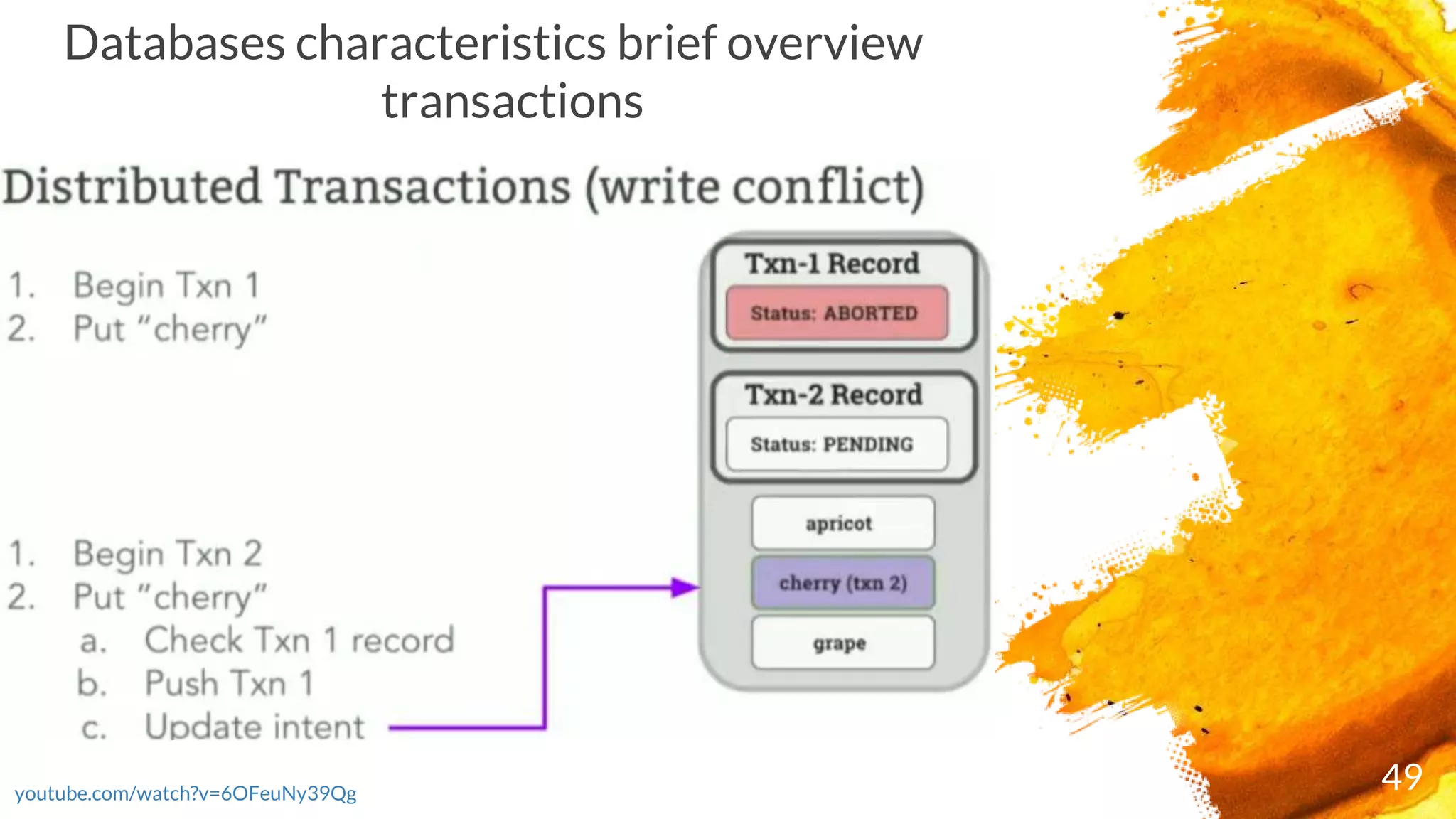 49youtube.com/watch?v=6OFeuNy39Qg
Databases characteristics brief overview
transactions
 