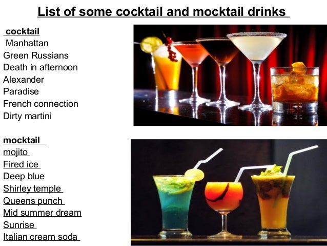 alcoholic drink names